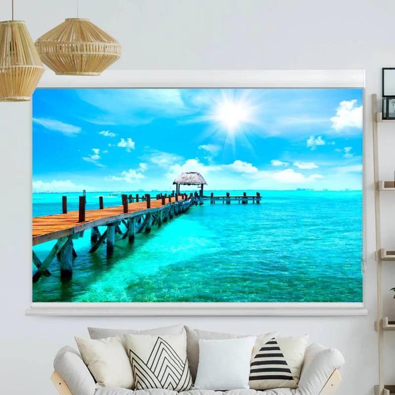Kassettenrollo Motiv "Tropical Beach Resort" | bis B 420 x H 420 cm