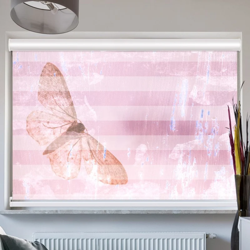 Doppelrollo mit Kassette "Schmetterling Abstrakt"