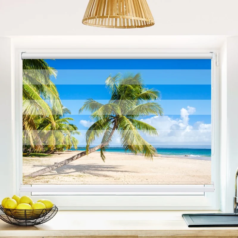 Klemmfix Doppelrollo 'Palme Meer Urlaub' | Klemm Doppelrollo