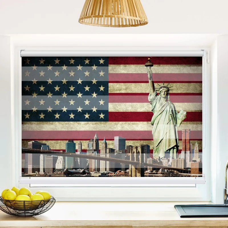 Klemmfix Doppelrollo 'Usa Freiheitsstatue Skyline' | Klemm Doppelrollo