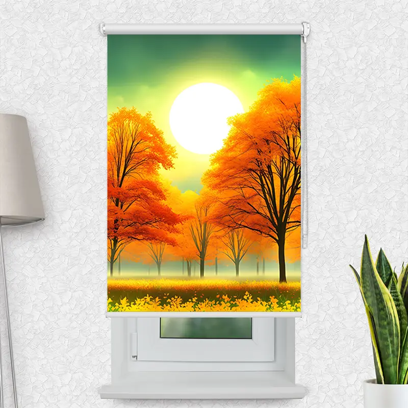 Klemmfix Rollo "Herbstwald Sonnenschein" | Motiv-Klemmrollo
