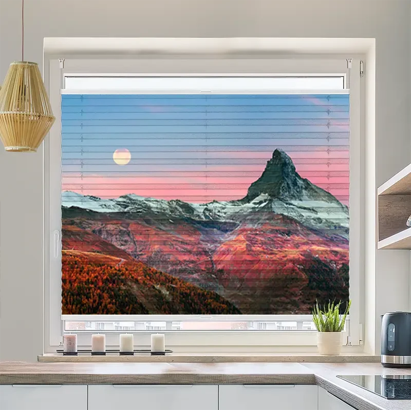 Wabenplissee Motiv "Matterhorn in den Alpen im Herbst"