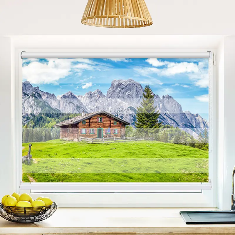Klemmfix Doppelrollo "Berghütte in den Alpen" | Klemm Doppelrollo