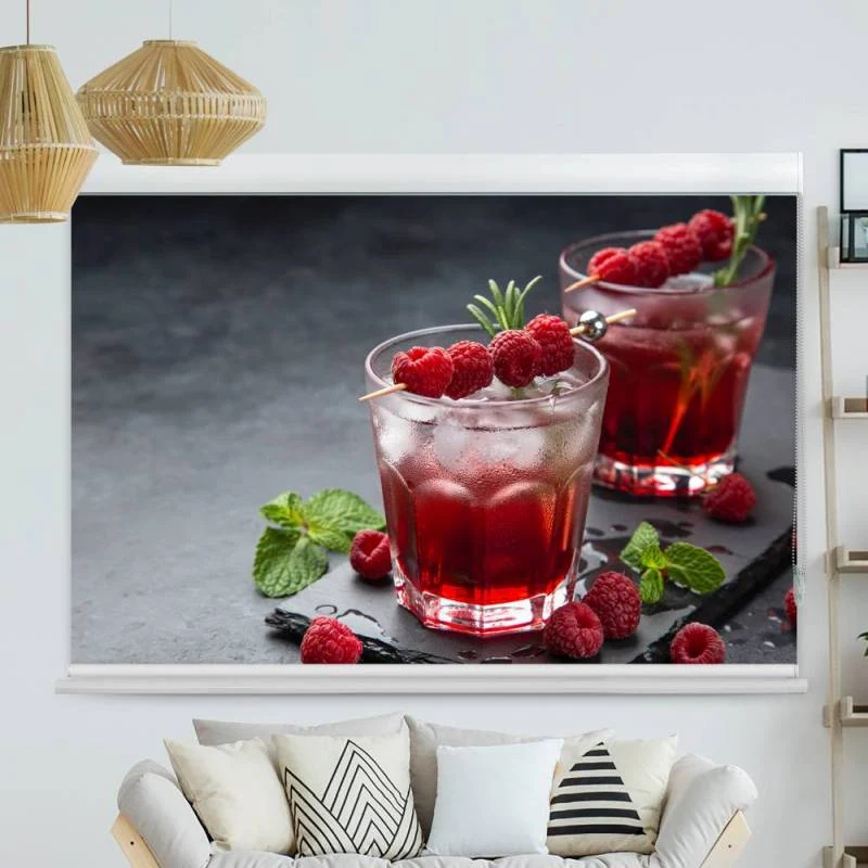 Kassettenrollo Motiv "Himbeer Cocktail" | bis B 420 x H 420 cm