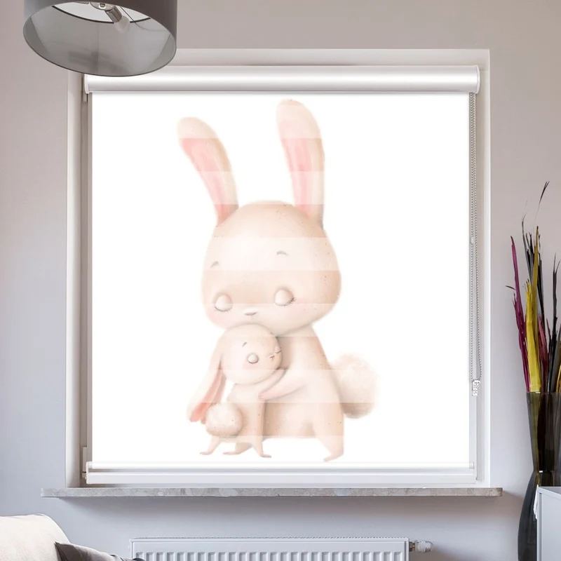 Doppelrollo mit Kassette "Hase Kindermotiv"