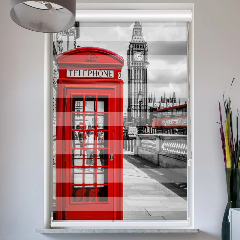 Doppelrollo mit Kassette "Rote Telefonzelle London"