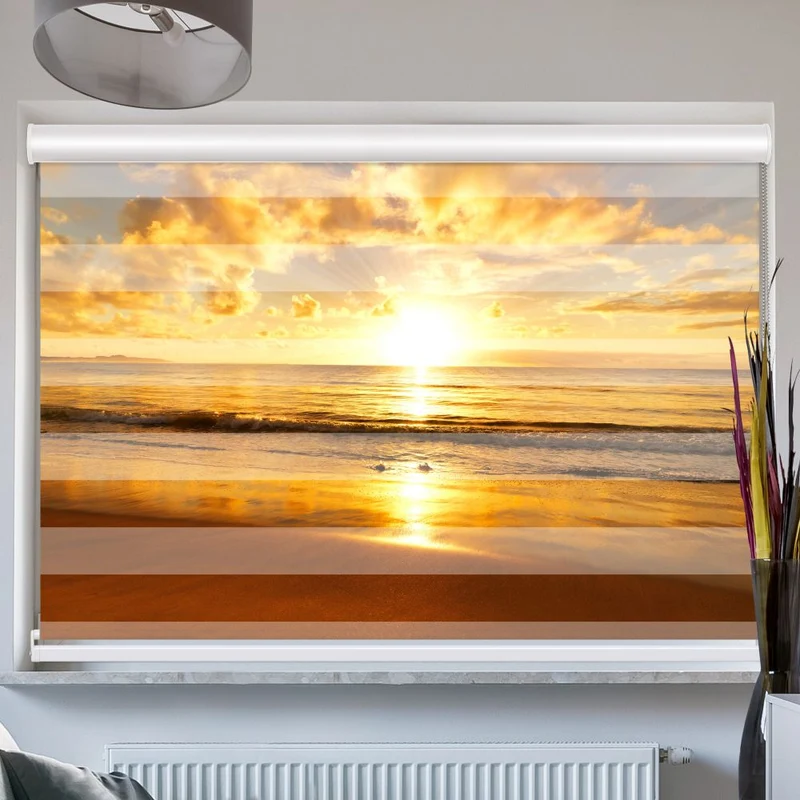 Doppelrollo mit Kassette "Sonnenaufgang Strand"