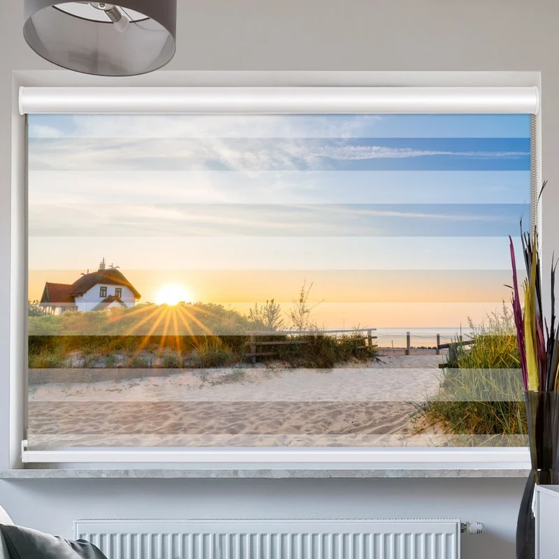 Doppelrollo mit Kassette "Heiligenhafen Meer Sonnenaufgang"