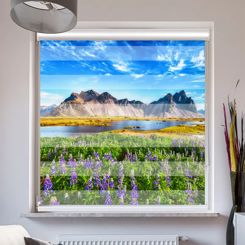 Doppelrollo mit Kassette "Berglandschaft Island"