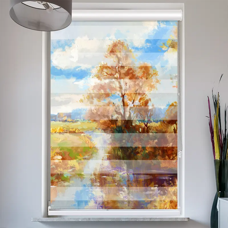 Doppelrollo mit Kassette "Herbstlandschaft Aquarell"