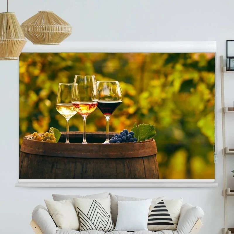 Kassettenrollo Motiv "Weinprobe Im Weinberg" | bis B 420 x H 420 cm
