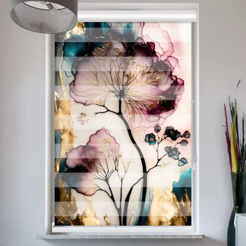 Doppelrollo mit Kassette "Floral Abstrakt"