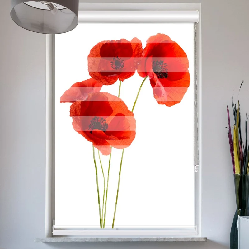 Doppelrollo mit Kassette "Mohnblumen"