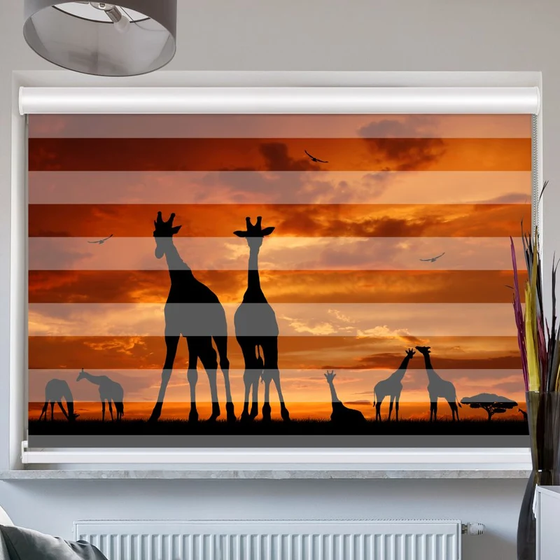 Doppelrollo mit Kassette "Giraffen Afrika"