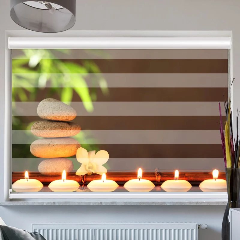 Doppelrollo mit Kassette "Kerzen Steine Spa"