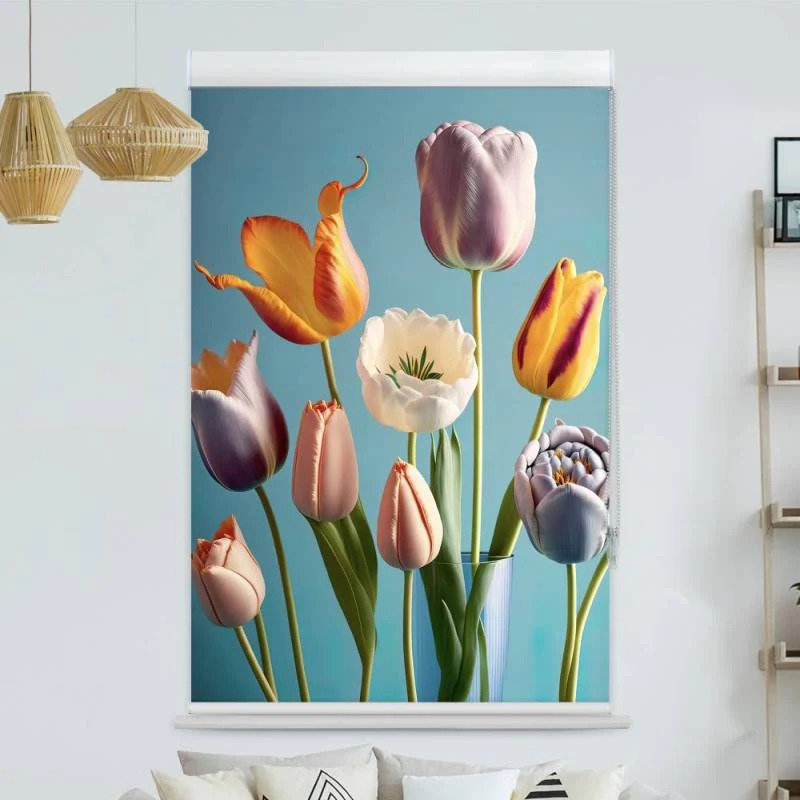 Kassettenrollo Motiv "Fruehlingsblumen" | bis B 420 x H 420 cm