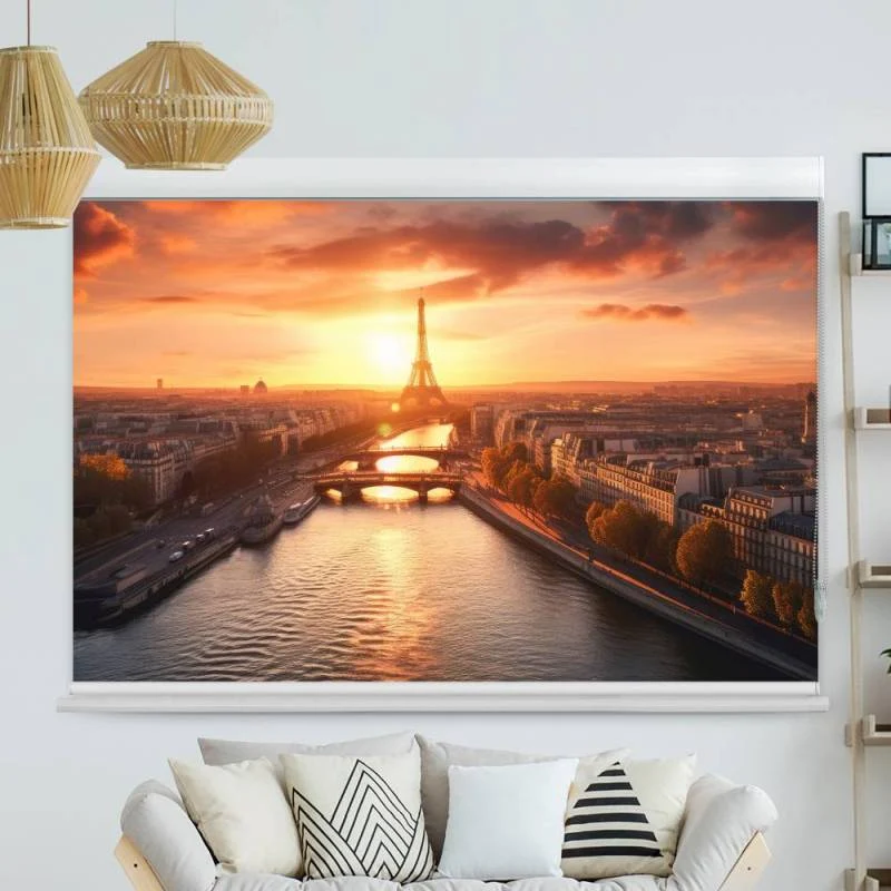 Kassettenrollo Motiv "Paris Skyline Seine" | bis B 420 x H 420 cm