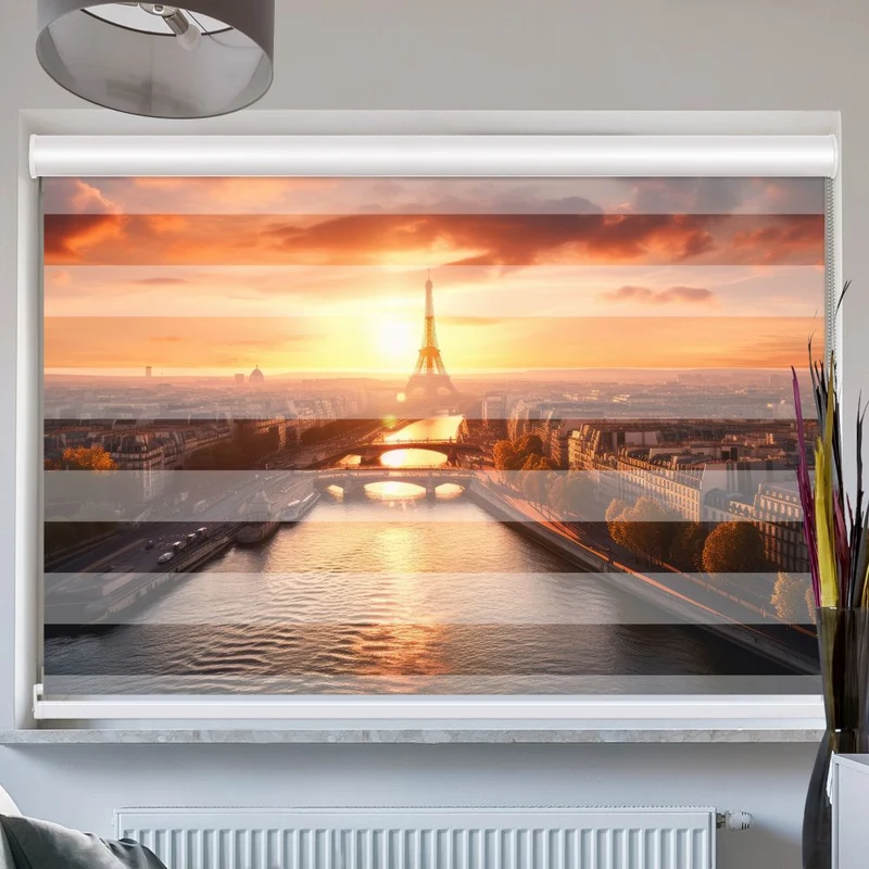 Doppelrollo mit Kassette "Paris Skyline Seine"