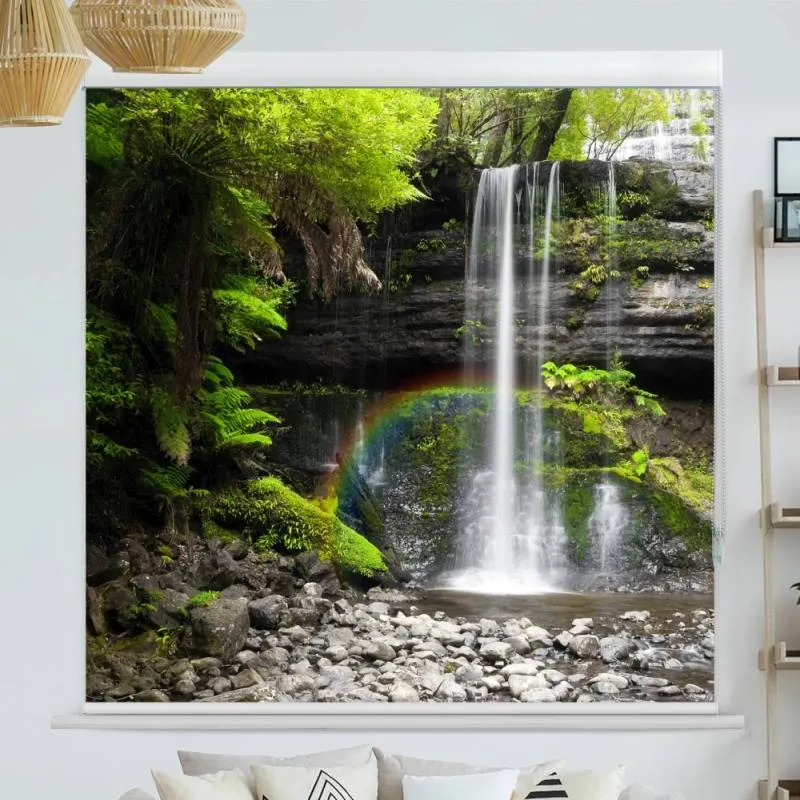 Kassettenrollo Motiv "Wasserfall Wald" | bis B 420 x H 420 cm