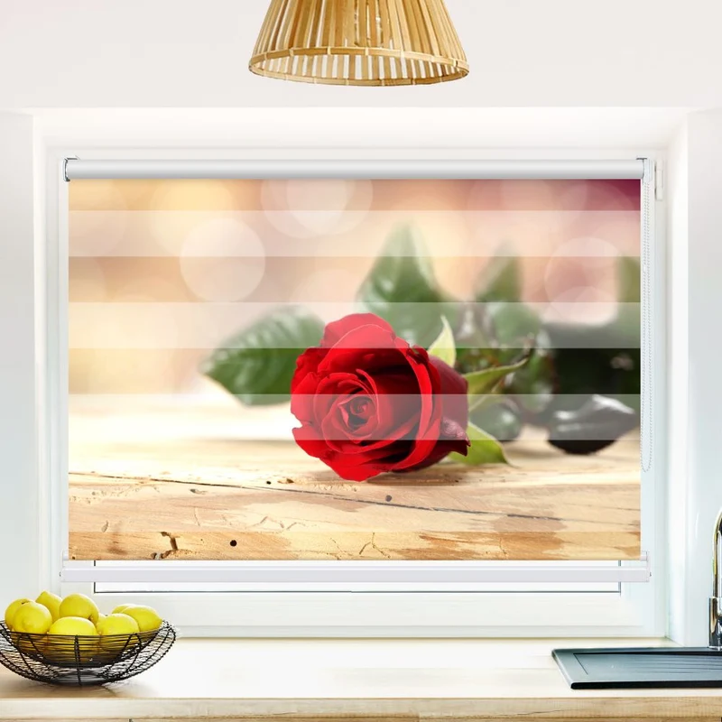 Klemmfix Doppelrollo 'Rote Rose' | Klemm Doppelrollo