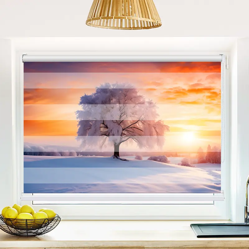 Klemmfix Doppelrollo "Baum Mit Schnee" | Klemm Doppelrollo