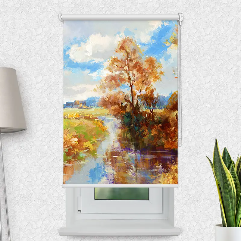 Klemmfix Rollo "Herbstlandschaft Aquarell" | Motiv-Klemmrollo