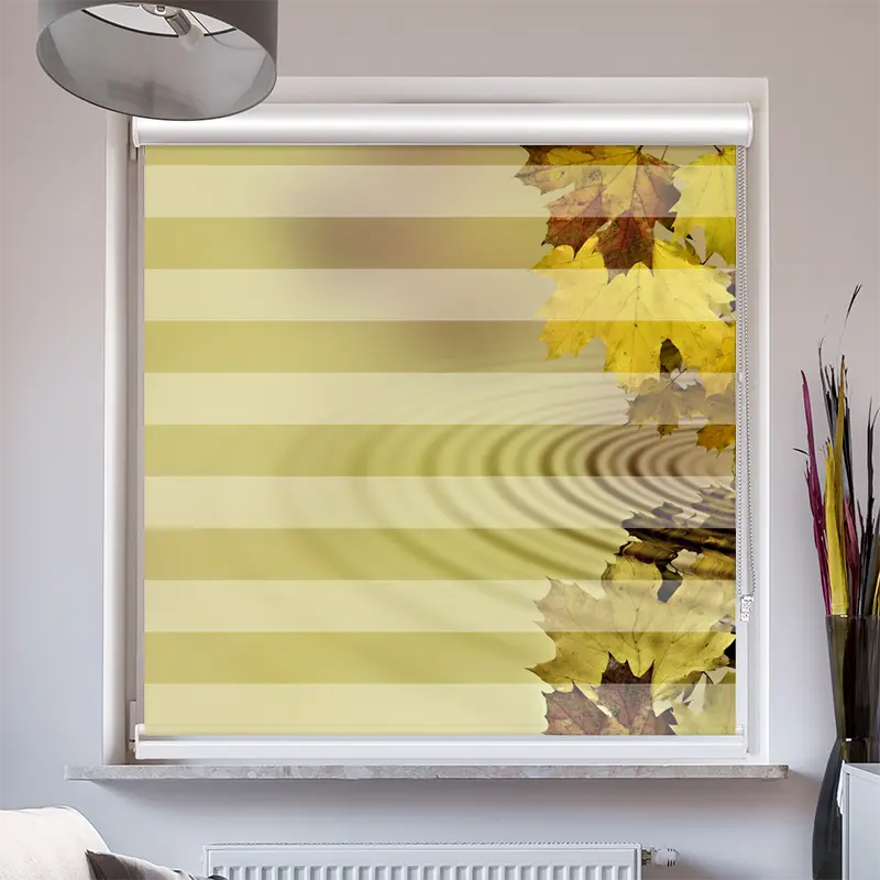 Doppelrollo mit Kassette "Herbstblaetter Im Wasser"