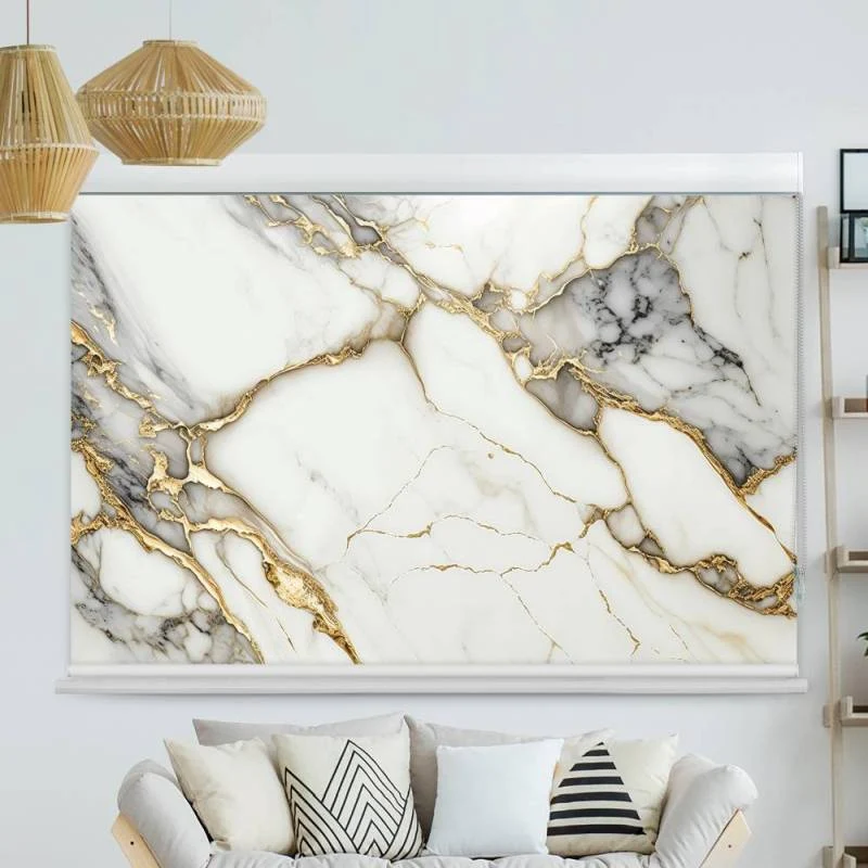 Kassettenrollo Motiv "Marmorhintergrund Weiss" | bis B 420 x H 420 cm