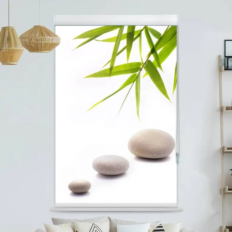 Kassettenrollo Motiv "Bambus Steine" | bis B 420 x H 420 cm