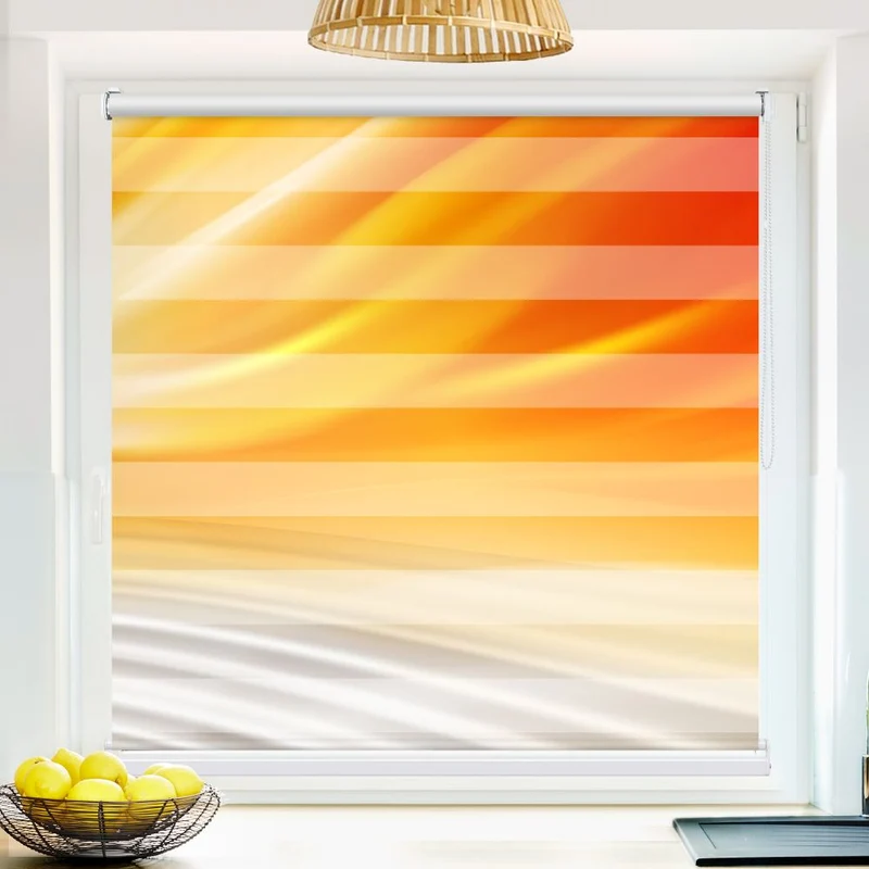 Klemmfix Doppelrollo 'Wellen Orange Grau' | Klemm Doppelrollo