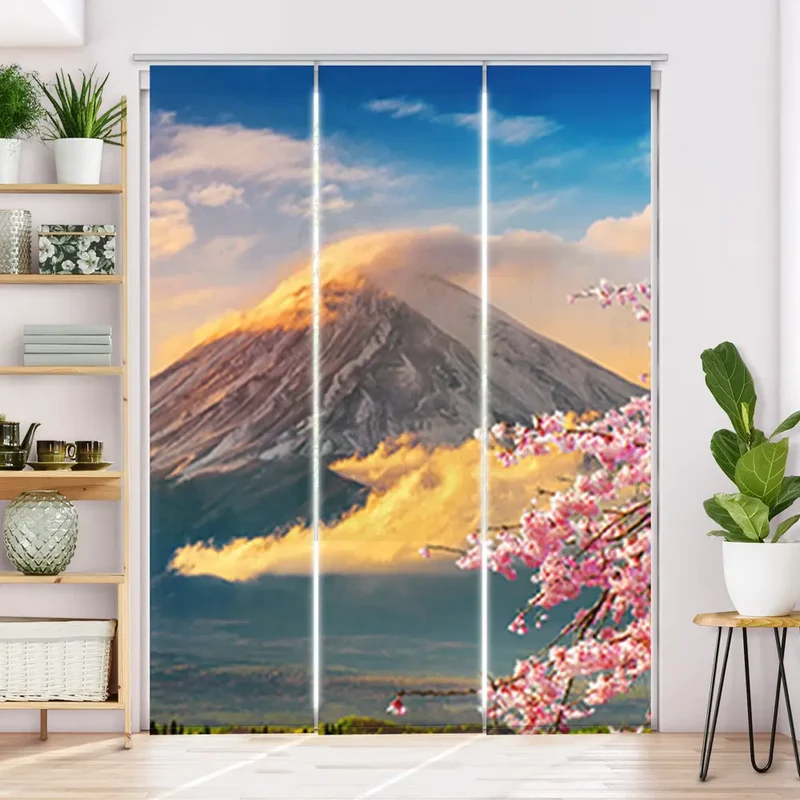 Schiebegardine Motiv "Fuji im Frühling mit Kirschblüten"