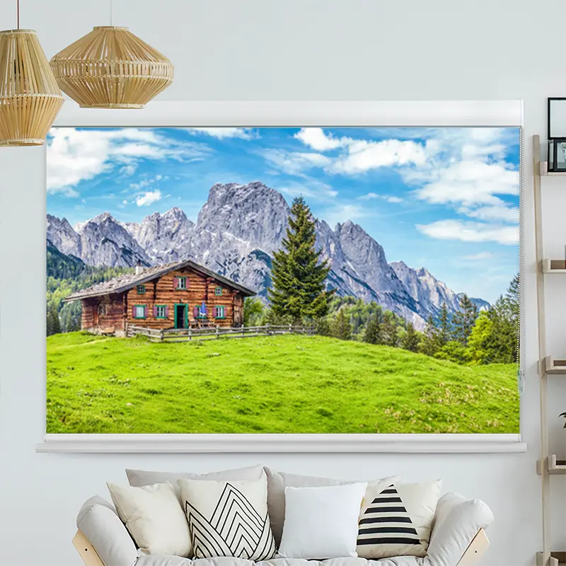 Kassettenrollo Motiv "Berghütte in den Alpen" | bis B 420 x H 420 cm