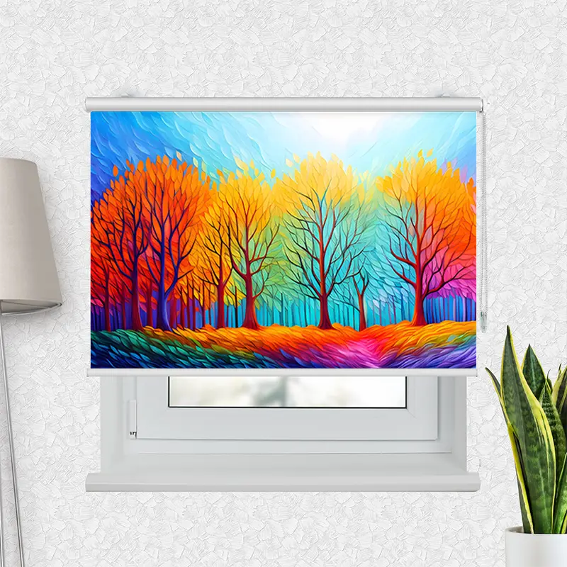 Motivrollo "Herbstwald Kunst" | Bis B 430 x H 440 cm