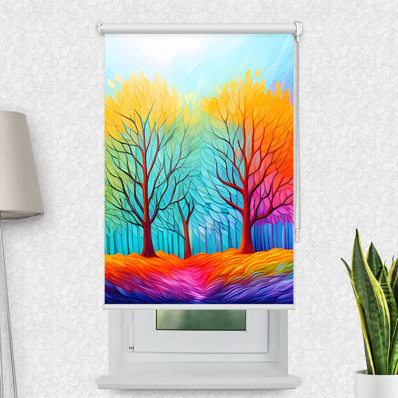 Motivrollo "Herbstwald Kunst" | Bis B 430 x H 440 cm