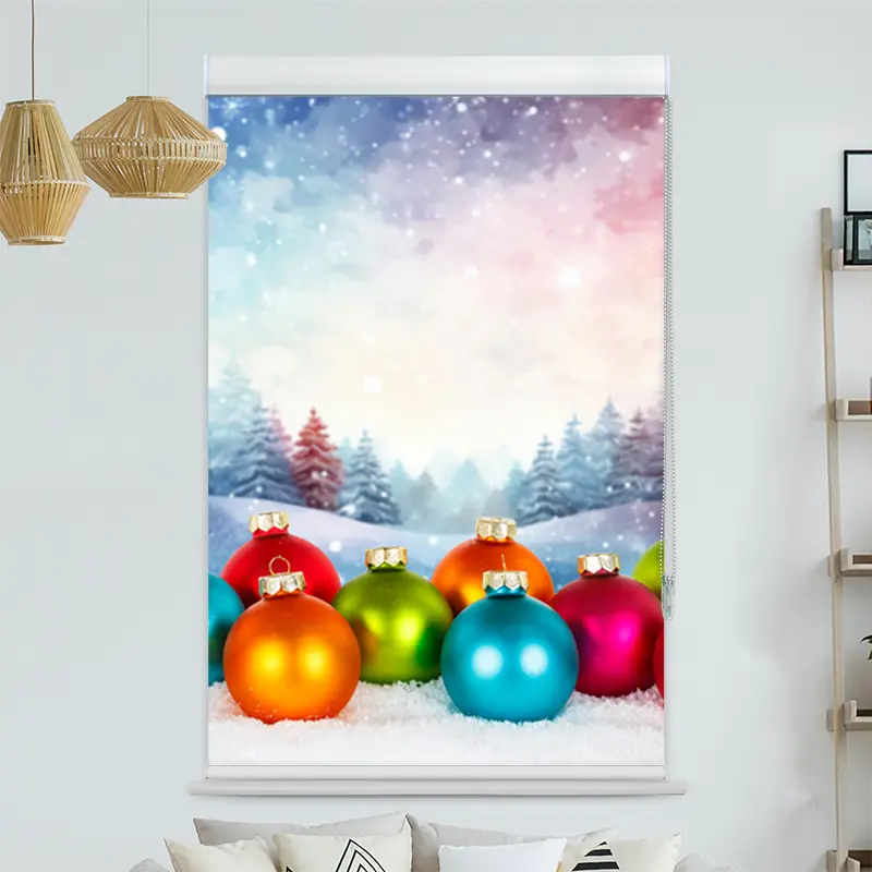 Kassettenrollo Motiv "Bunte Weihnachtskugeln" | bis B 420 x H 420 cm