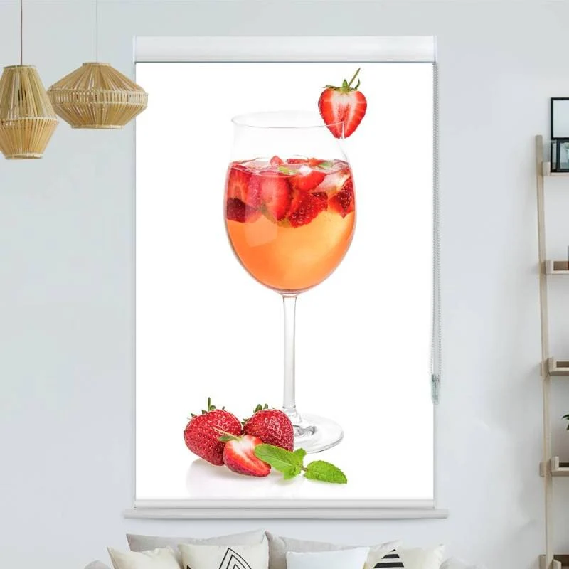 Kassettenrollo Motiv "Erdbeer Prosecco" | bis B 420 x H 420 cm