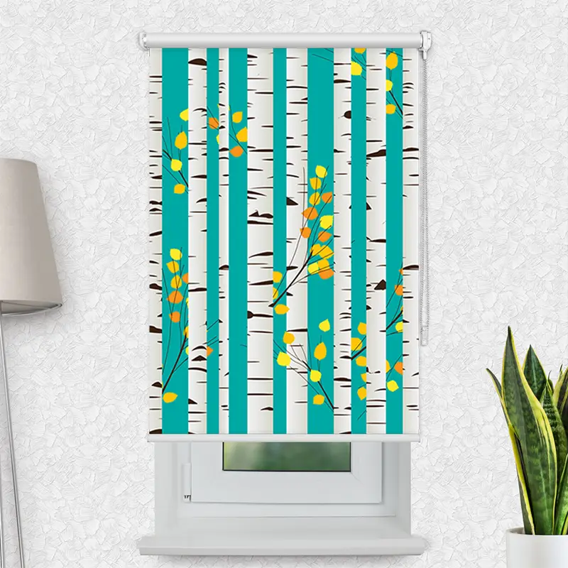 Motivrollo "Birken Im Herbst" | Bis B 430 x H 440 cm