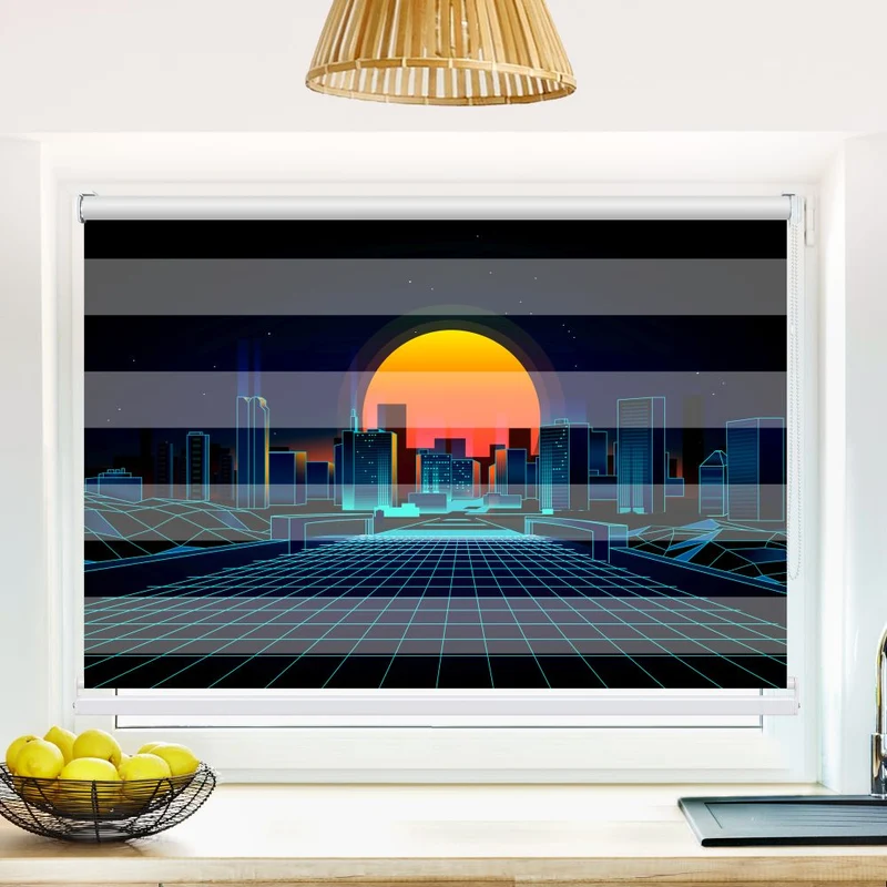 Klemmfix Doppelrollo 'Retro Sci Fi Background' | Klemm Doppelrollo