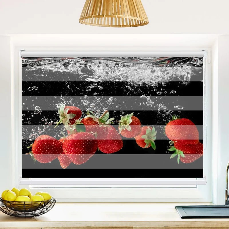 Klemmfix Doppelrollo 'Frische Erdbeeren' | Klemm Doppelrollo