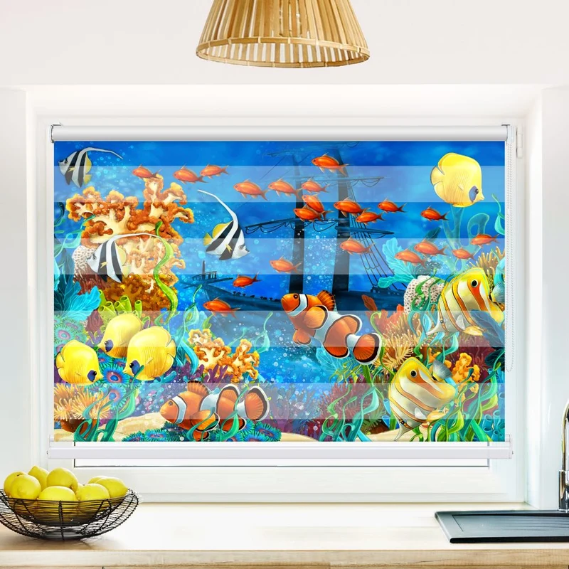 Klemmfix Doppelrollo 'Fische Kindermotiv' | Klemm Doppelrollo
