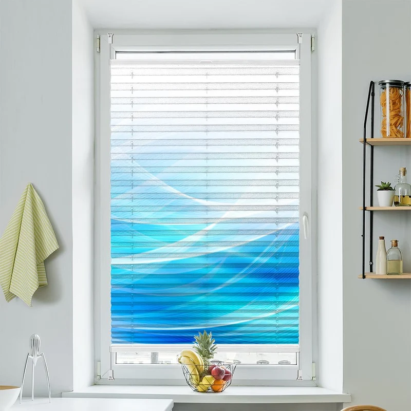 Wabenplissee Motiv "waves blue"