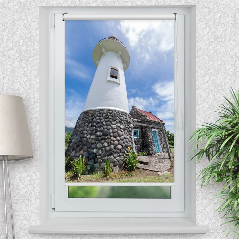 Klemmfix Rollo 'Leuchtturm In Basco Island' | Motiv-Klemmrollo