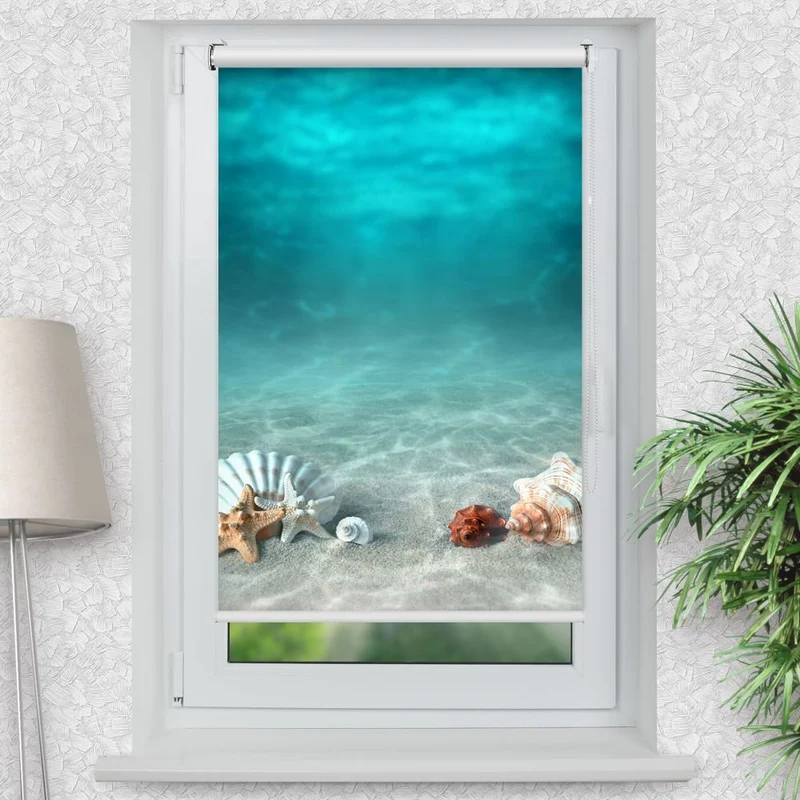 Klemmfix Rollo 'Seesterne Muscheln Meer' | Motiv-Klemmrollo