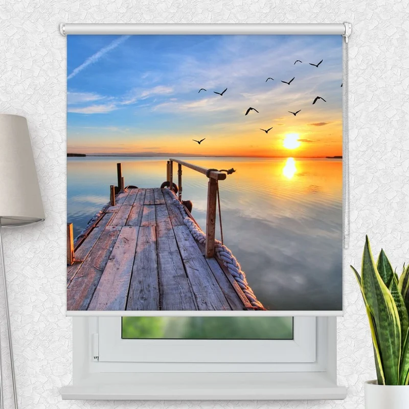 Motivrollo 'See Mit Steg' | Bis B 430 x H 440 cm