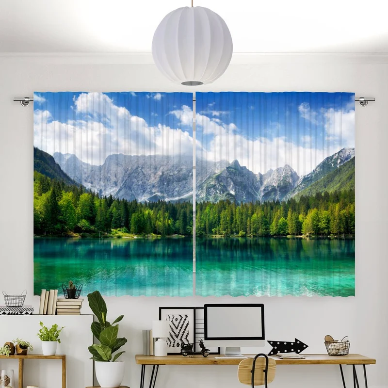 Vorhang Motiv "Bergsee Wald"