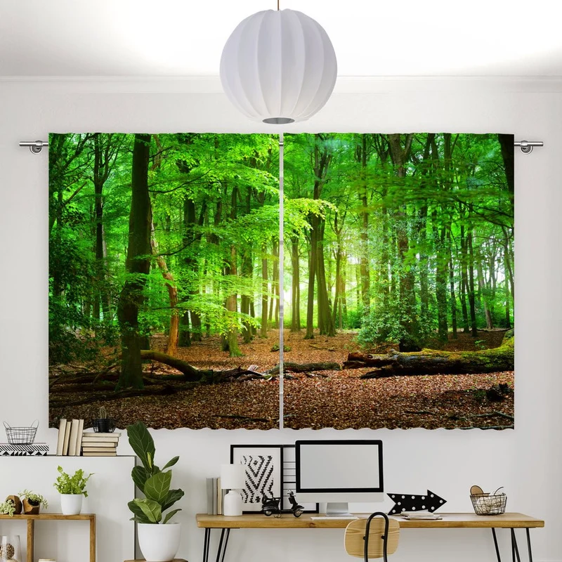 Vorhang Motiv "Wald Weg Eichenlaub"