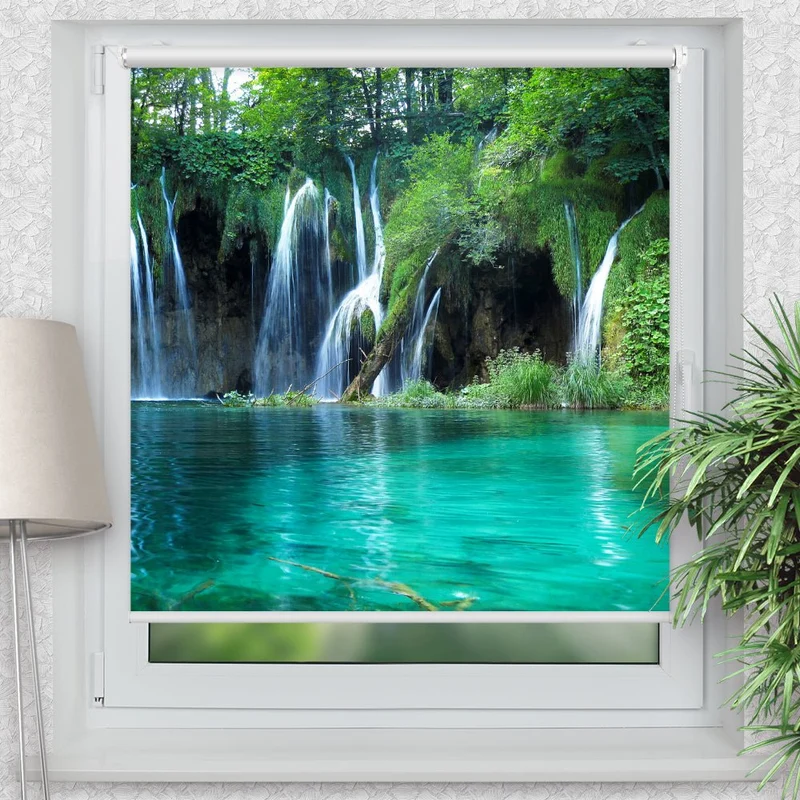 Klemmfix Rollo "Wald See Wasserfall" | Motiv-Klemmrollo