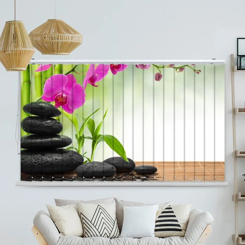 Lamellenvorhang Motiv "Orchidee Bambus"