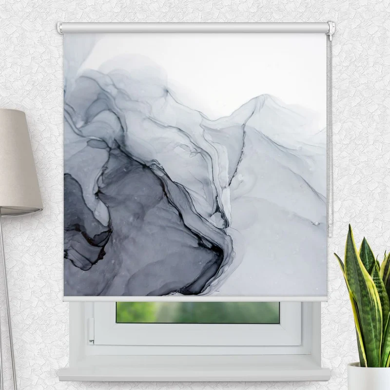 Motivrollo 'Oel Gemaelde Abstrakt Grau' | Bis B 430 x H 440 cm