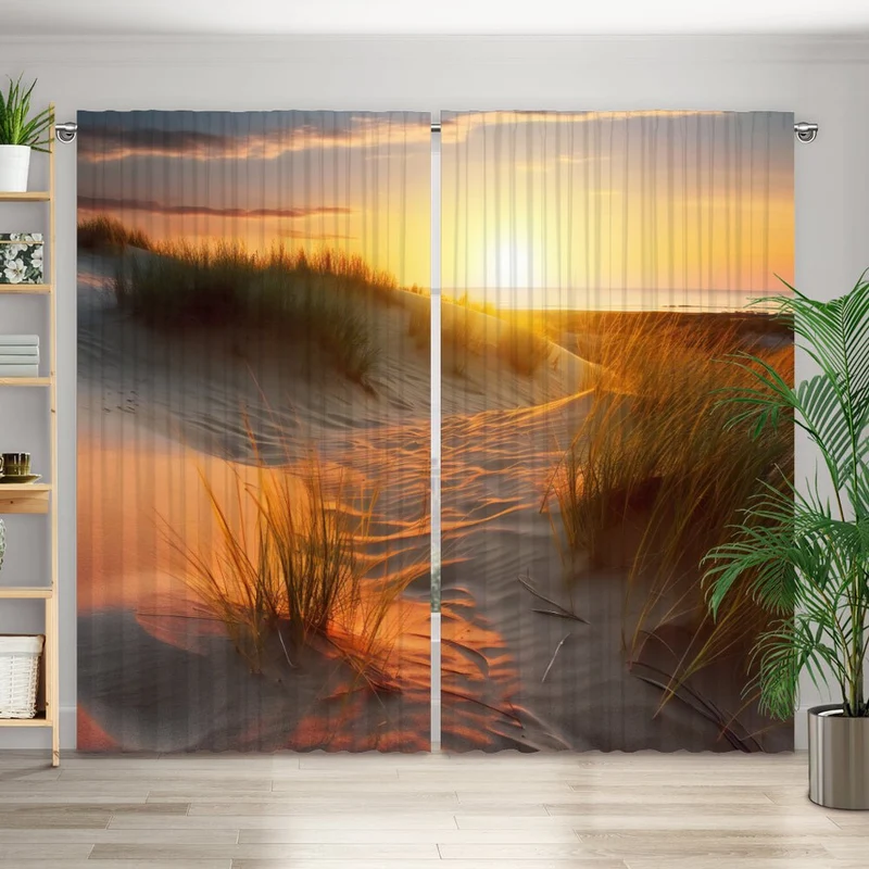 Vorhang Motiv "Düne Küste Sonnenuntergang"